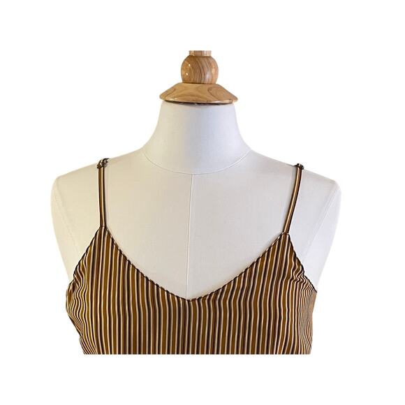 Japna Neutral Brown Striped Satin Cami / Camisole, Size M - Picture 2 of 12